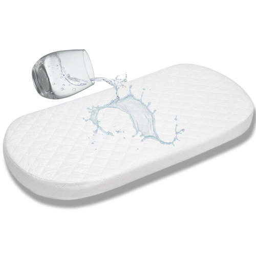 First Essentials Baby Bassinet Cradle Mattress Oval 17" x 33" Foam Waterproof Padded Design