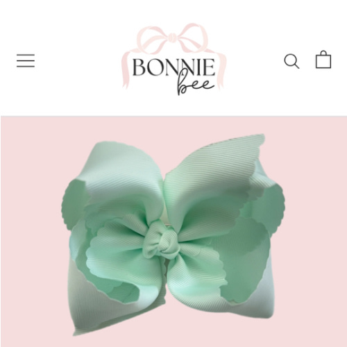 Powder Mint Scallop Edge Grosgrain Bow