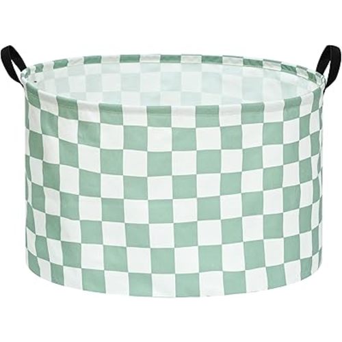 Checkered Storage Basket Extra Large 80L Kids Hamper Baby Laundry Basket Waterproof Toys Car Organizer Collapsible Canvas for Home/Dorm/Pet/Office/Closet/Shelf/Gift Baskets