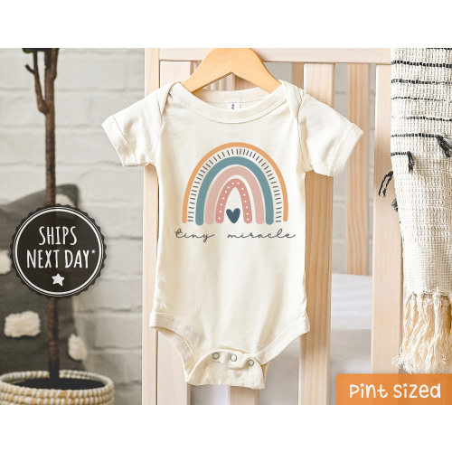 Tiny Miracle Baby Onesie® - Cute Natural Rainbow Baby Onesie® - IVF Baby Onesie® - NICU Baby Onesie®