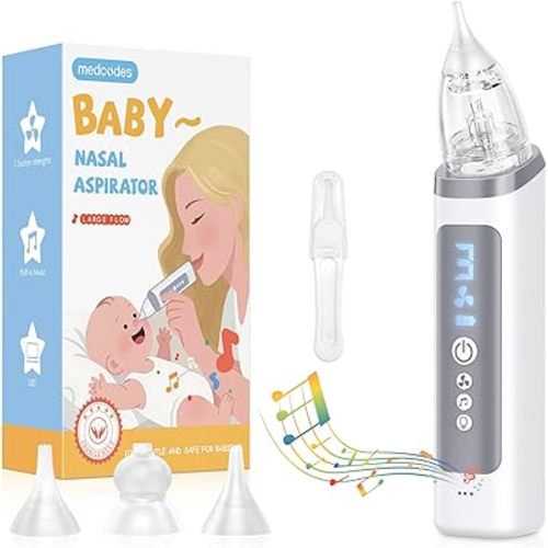 Nasal Aspirator for Baby, Electric Nose Sucker for Baby & Toddler, Congestion Relief with 3 Levels Suction,Soothing Light & Nursery Rhymes