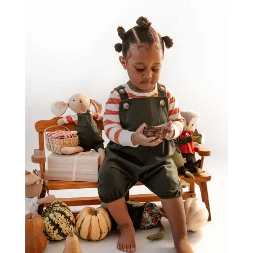 Forest Green Picnic Overalls for Kids - Hazel Village Size 6-12M