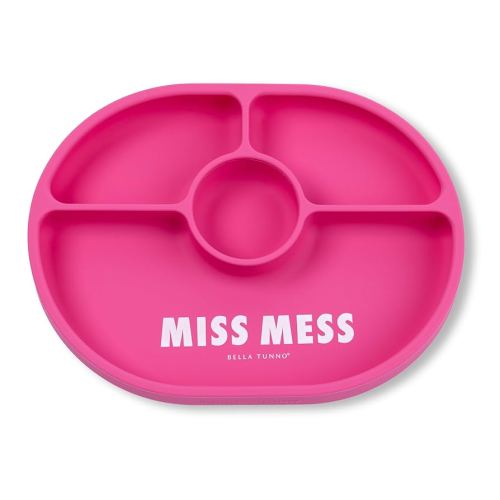 Bella Tunno Suction Plate for Babies & Toddlers, Self-Feeding Dish for Baby Led Weaning, Silicone Divided Plate, Sticks to Highchair Trays & Tables, Microwave & Dishwasher Safe, Miss Mess