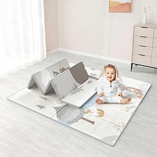 Fodoss Baby Play Mat, 47x47inch Play Mat, 0.4 in Thick Waterproof Playmat for Babies, Foldable Play Mat for Small Baby Playpen, Small Spaces
