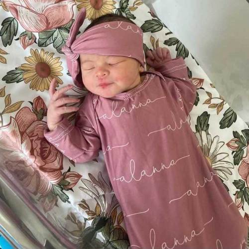 Solid Light Dusty Rose Personalized Newborn Baby Knot Gown