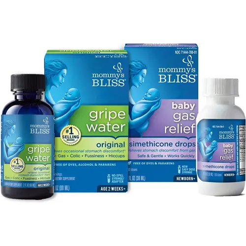Mommy's Bliss Gripe Water & Baby Gas Relief Drops Combo Pack, Relieves Gas, Colic, Hiccups & Fussiness, Gentle for Babies, Total 3 oz