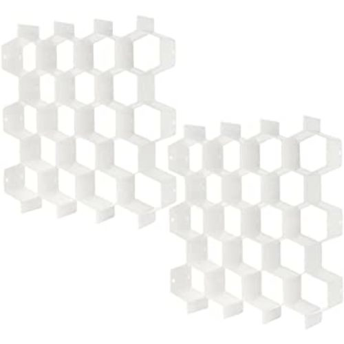 Poeland Drawer Divider Organizer 8pcs DIY Plastic Grid Honeycomb Drawer Divider White 2 Pack