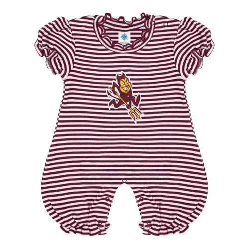 Creative Knitwear College Baby Striped Puff Sleeve Romper - Team Logo, Many Colors, for Girls (Newborn-12 Months)