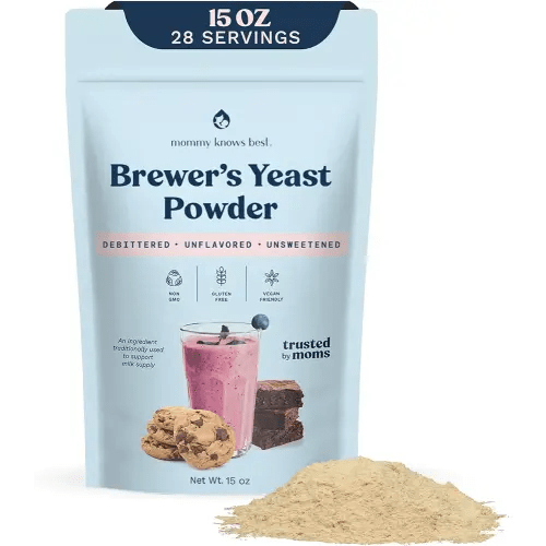 Brewer's Yeast Powder for Lactation Support for Breastfeeding | Mild-Tasting, Debittered, Delicious in Lactation Cookies, Smoothies, Lactation Recipes, Gluten-Free by Mommy Knows Best, 15 oz