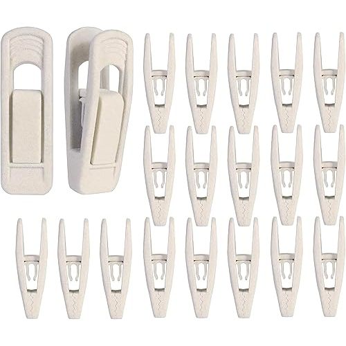 Velvet Hangers Clips Strong Finger Clips Perfect for Thin Velvet Hangers (Beige, 20)