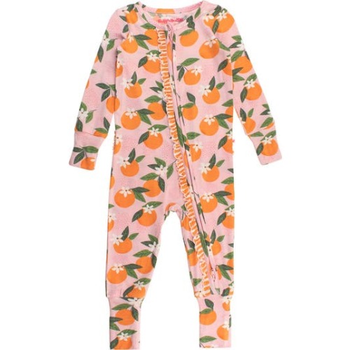 SoftSnooze Baby Girls Ruffle One Piece Convertible Pajamas, 3-6M