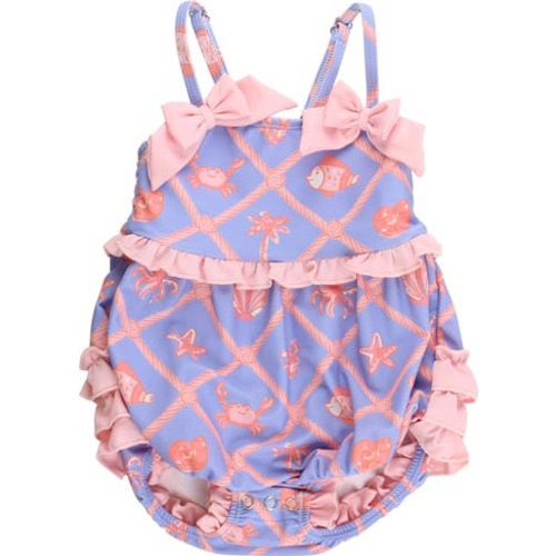 UPF50+ One Piece Bow Bubble Romper Swimsuit, 6-12M