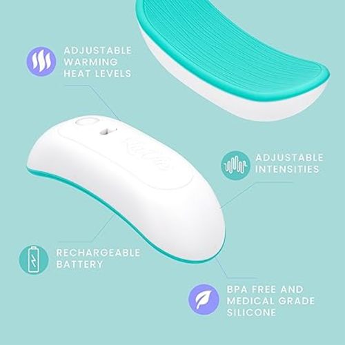 LaVie 2-in-1 Warming Lactation Massager, 2 Pack, Heat and Vibration, Pumping and Breastfeeding Essential, for Clogged Ducts, Improved Milk Flow, Mastitis - Teal Double