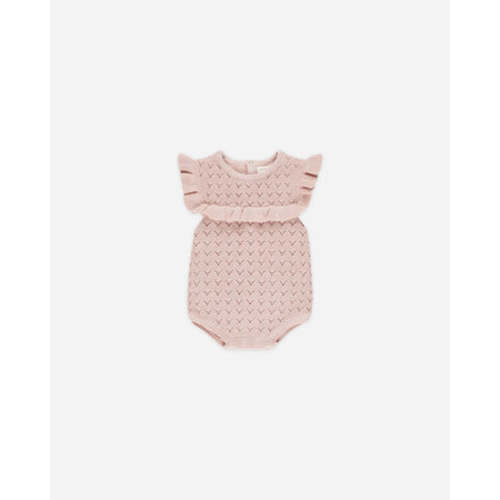 Pointelle Ruffle Romper || Bubblegum