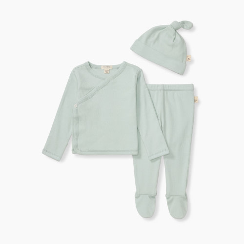 Burt's Bees Baby Ribbed Take Me Home 3 Piece Set - Cloudy Blue, 0-3 M