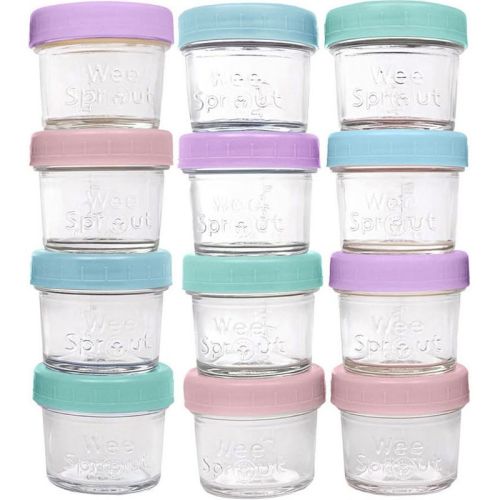 WeeSprout Glass Baby Food Storage Jars w/ Lids - 4 oz (12-pack)