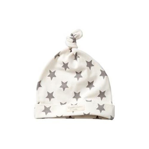 Organic printed knot hat in ivory frost
