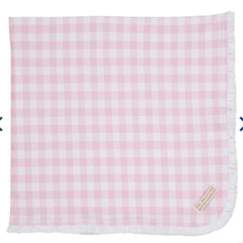 Baby Buggy Blanket - Palm Beach Pink Gingham with Worth Avenue White