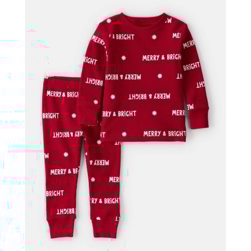 Baby Merry & Bright Christmas Print Cotton Long-Sleeve 2-Piece Pajamas - Red - Carter's | Carter's