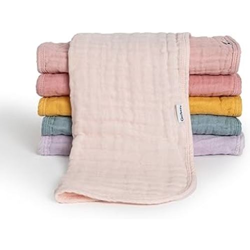 Gerber Baby Unisex Muslin Burp Cloths 6-Pack, Multi Rainbow, Large Size 20" x 10"