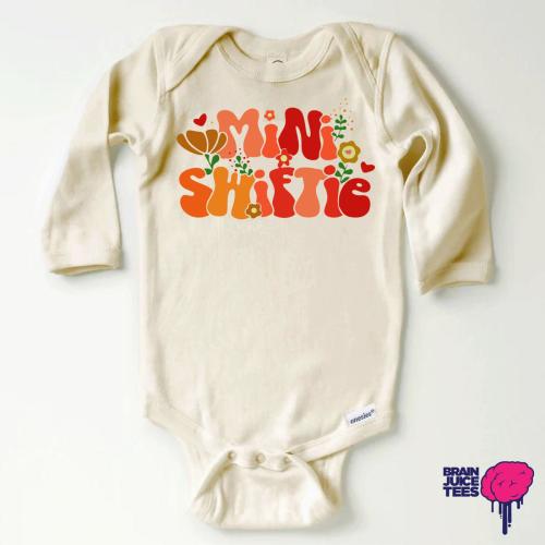 Mini Swiftie Long Sleeve Onesie® | 100% Premium Cotton | Natural Color | Printed Using Direct-To-Garment Printing
