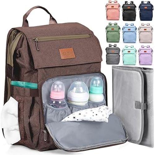 PILLANI Baby Diaper Bag Backpack - Baby Bag for Boys & Girls - Diaper Backpack - Large Travel Diaper Bags w/Changing Pad - Baby Registry Search & Baby Shower Gifts - Newborn Baby Essentials Must Haves