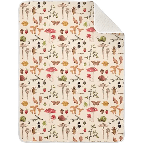Baby Blanket for Boys Girls Retro Mushrooms Berries Snail Butterfly Soft Nursery Shower Receiving Blanket Comfy Crib Stroller Nursery Swaddle Cover Toddler Kids Birthday New Mom Gift 30X40 in
