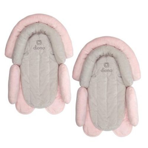 Diono Cuddle Soft 2-Pack 2-in-1 Baby Head Neck Body Support Pillow for Car Seats and Strollers, Gray/Pink