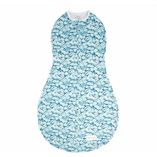 Woombie Original Baby Swaddling Blanket - Soothing, Cotton Baby Swaddle - Wearable Baby Blanket, Blue Lanterns, 14-19 lbs