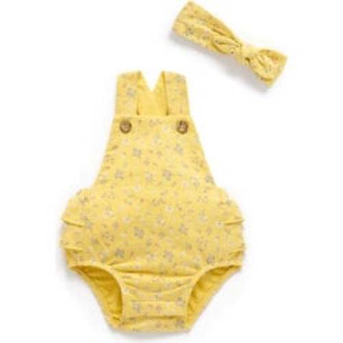 Sunshine Ruffle Romper with Headband Sunshine Floral - Purebaby Rompers | Maisonette