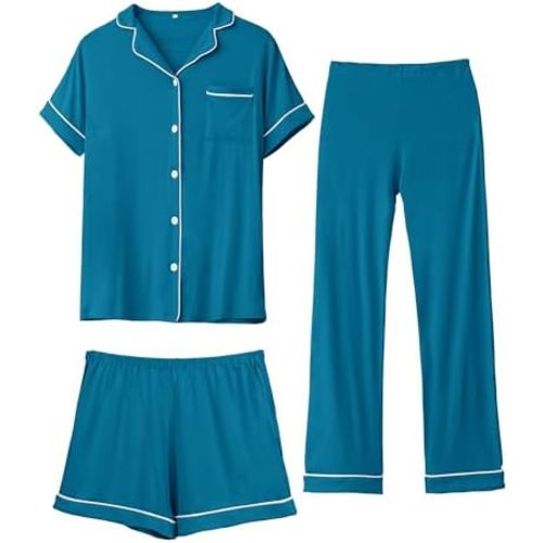 Rnxrbb 3 PCS Women Maternity Pajamas Set Nursing Postpartum Breastfeeding Pjs Sleepwear Lounger Clothes Button Down