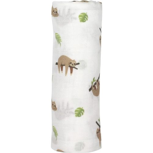 Bamboo Viscose Muslin Baby Swaddle Receiving Blanket, 70% Viscose Made from Bamboo, 30% Cotton Muslin - Imported (Sloth)