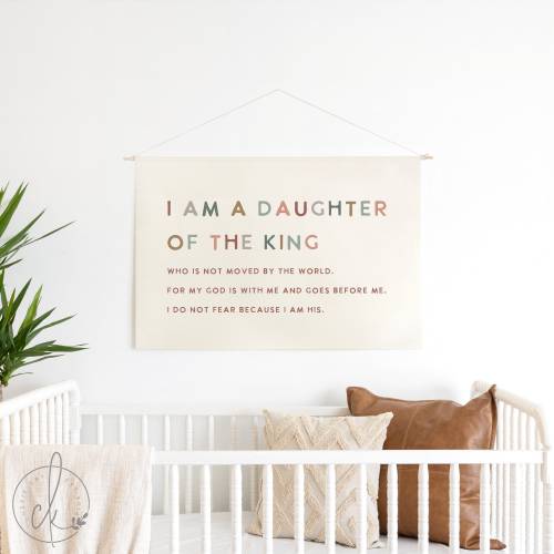 I Am A Daughter Of The King | Nursery Wall Art | Fabric Wall Hanging | Christian Nursery Decor | Kids Room Decor