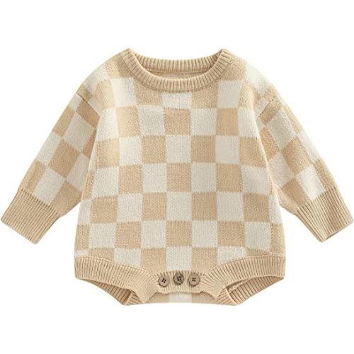 Kuriozud Baby Boy Girl Fall Winter Clothes Knit Sweater Romper Sweatshirt Soft Warm Outfit