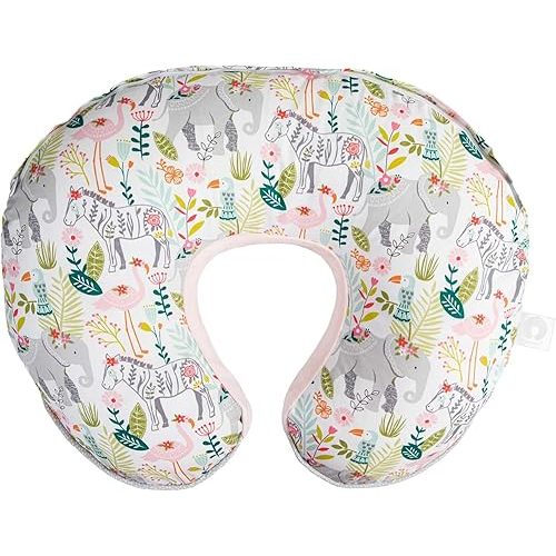 Boppy Nursing Pillow Luxe Support , Pink Sweet Safari, Ergonomic Nursing Essentials for Bottle and Breastfeeding, Firm Fiber Fill, with Soft Removable Nursing Pillow Cover, Machine Washable