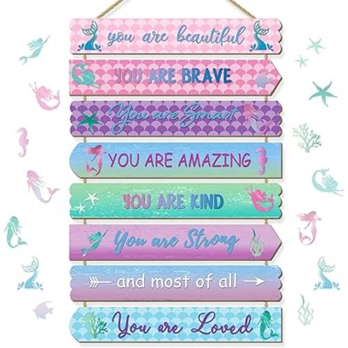 Mermaid Room Decorations For Girls, Kids Room Decor, Inspirational Wall Decor, Little Girls Bedroom Decor,Bedroom Decor For Teen Girls,Nursery Wall Decor(Mermaid)