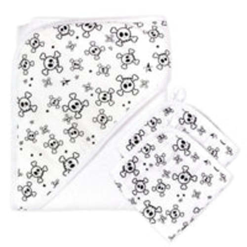 3-Piece Organic Cotton Hooded Towel Set, Tossed Skulls | Honest Baby Clothing