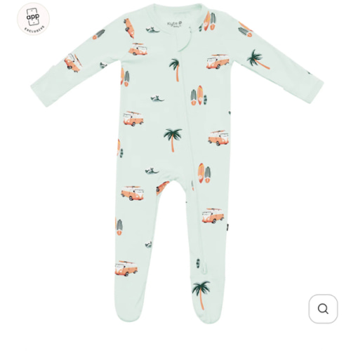 Zippered Footie in Dew Surf
