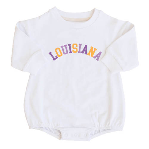 6-12 mos | LSU Graphic Sweatshirt Bubble Romper