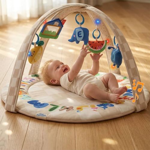 Amazon.com : Baby Play Gym & Activity Mat with Light-up Musical Arch, Washable Tummy Time Mat with 6 Detachable Sensory Toys for Motor Skills, Baby Essentials Shower Gift - ABC123 : Baby