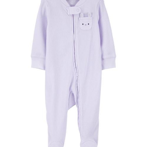 Purple Baby Bunny 2-Way Zip Ribbed Sleeper pyjamas | Carter’s Oshkosh Canada