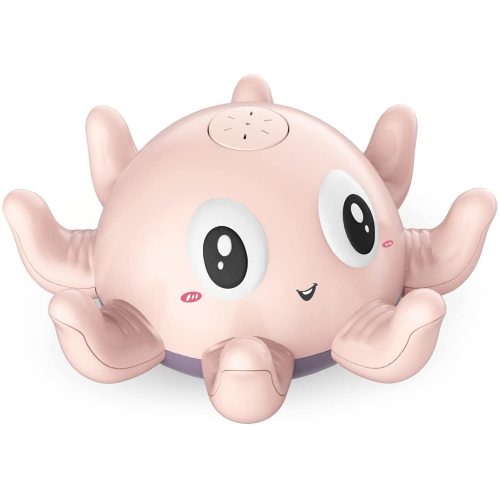 Floating Octopus, Light Up Sprinkler Spray Water Toy, Automatic Sensing and Water Spraying,Bath Toys for Toddlers (Pink)