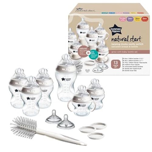 Tommee Tippee Natural Start Baby Bottle Set, Breast-Like Nipples, 0m+