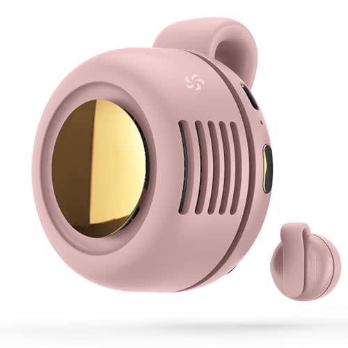 Portable Silent Mini Bladeless Fan Clip On, Mini Fan With Clip, Small Travel Personal Held Fans, Adjustable 3-Speed Suspended Waist Fans for Outdoor,Camping,Travel,Office (Pink)