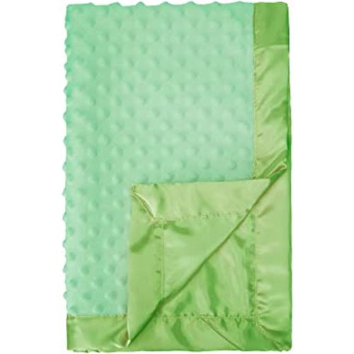 Pro Goleem Baby Soft Minky Dot Blanket with Satin Backing Baby Gifts for Boys and Girls (Green, 30’’ x 40’’)