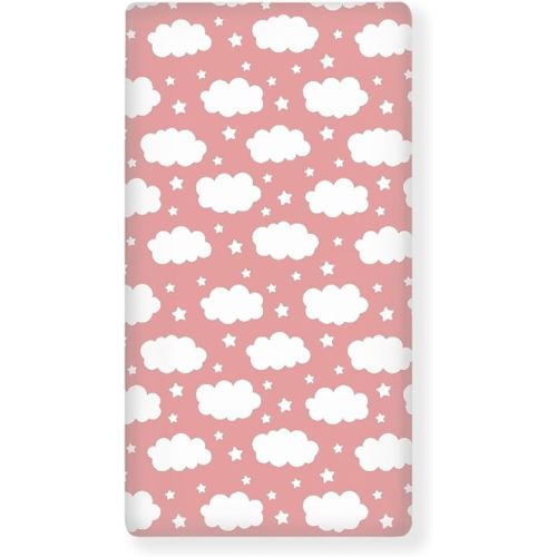Clouds Baby Crib Sheets for Boys Girls Pink Fitted Crib Sheet for Standard Crib and Toddler Mattress Cute Cloud Baby Mattress Sheets Toddler Bed Sheet 52x28x8 in