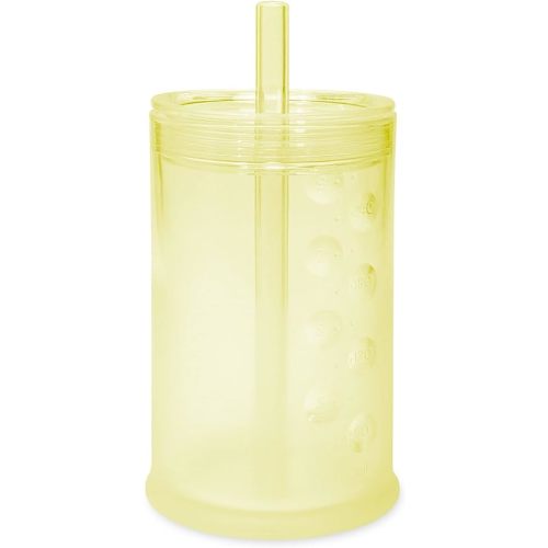 Olababy Clear View Silicone Training Cup with Straw Lid | Toddler Sippy Trainer 12mo+ | Unbreakable Water Drinking Cups for Kids 2yr+ | Baby Led Weaning & Feeding Supplies (Lemon, 9 oz)