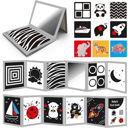 Tummy Time Toys with Baby Mirror & Contrast Cards