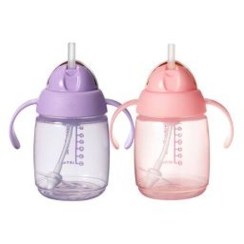 Tommee Tippee 8oz Weighted Starter Straw Sippy Cup - Pink & Purple - 2pk