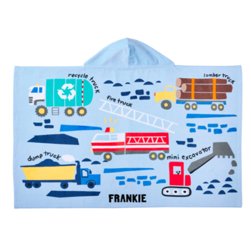 Busy Trucks Kid Beach Hooded Towel